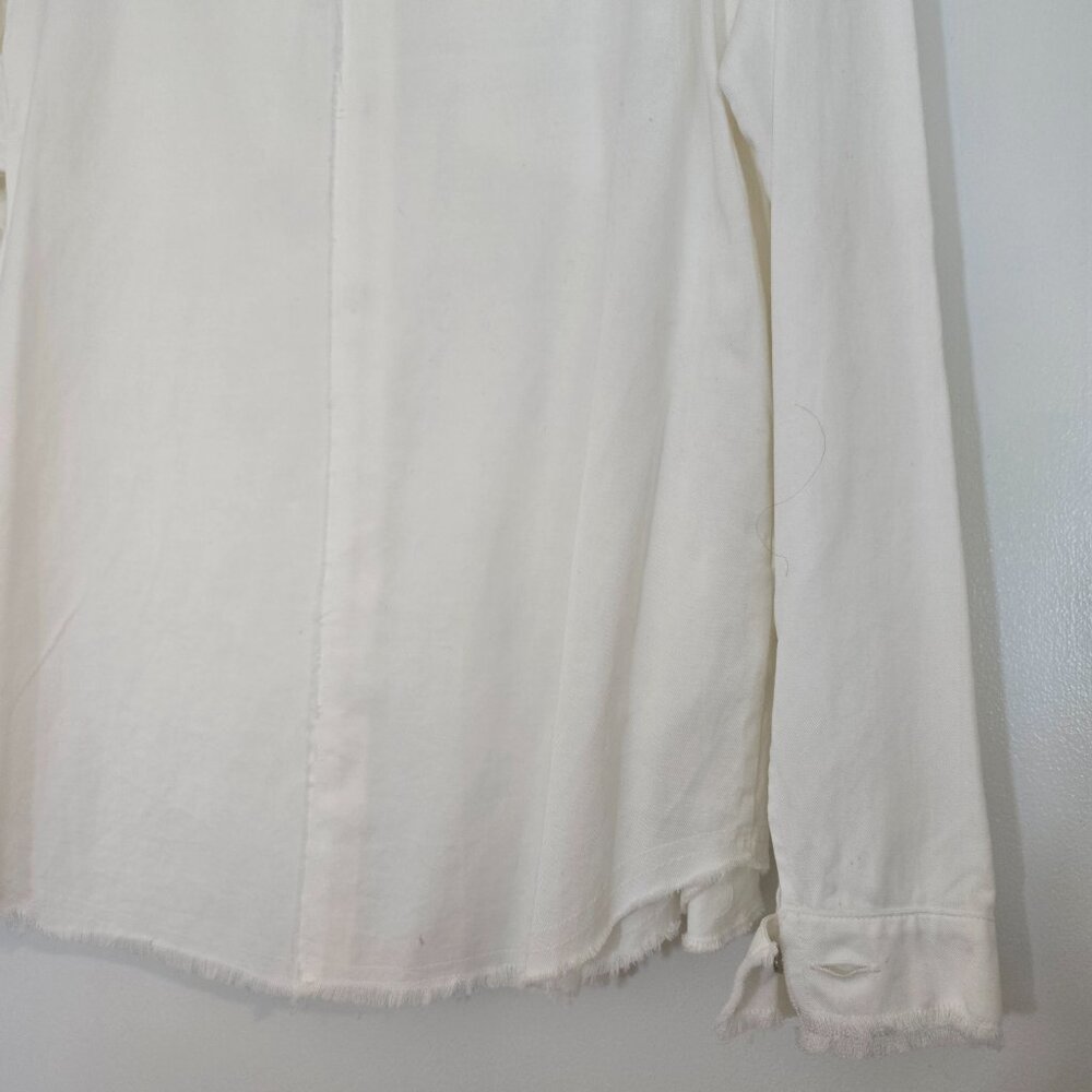 NWT Willow & Clay White Pearl Ebellished Denim Shirt Shacket LS Size Small - Picture 10 of 16